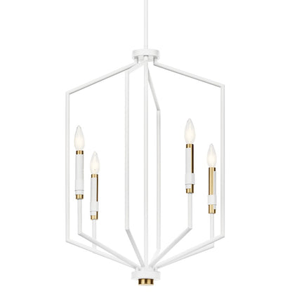 4 Light Large Foyer Pendant, White