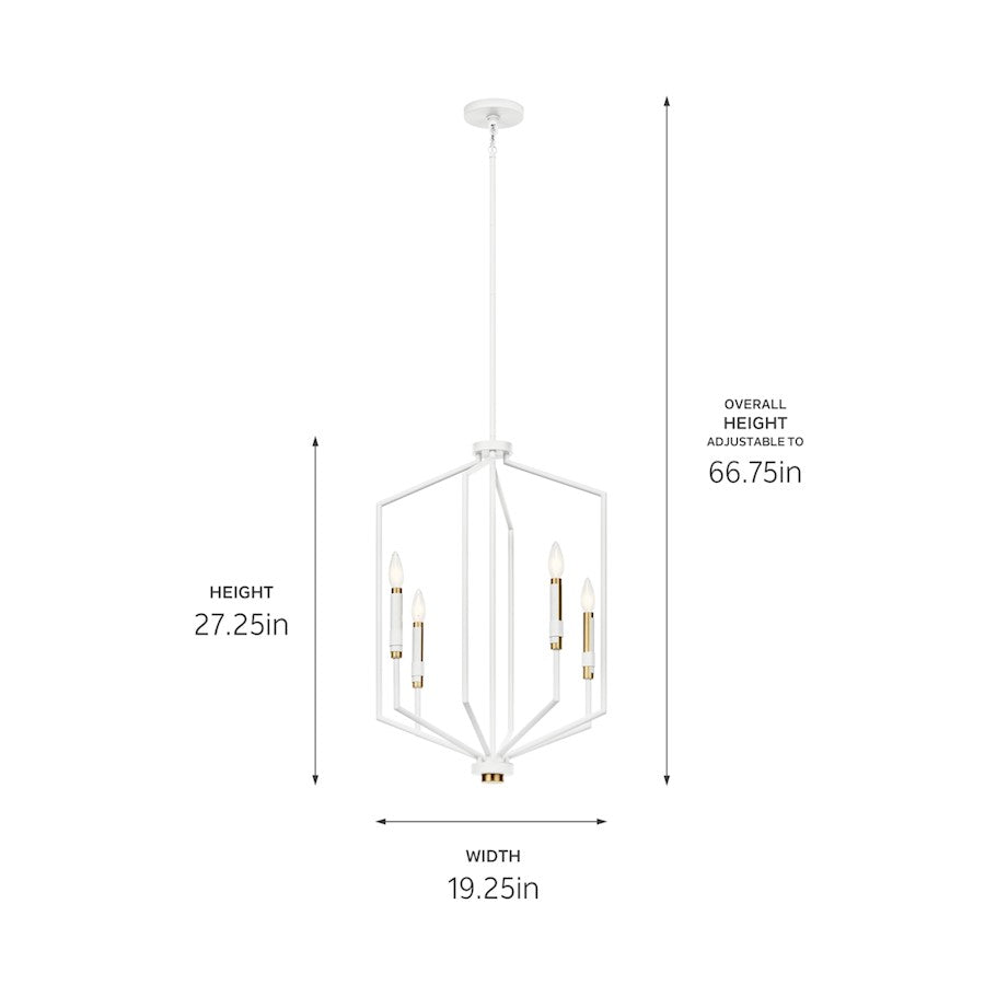 4 Light Large Foyer Pendant, White