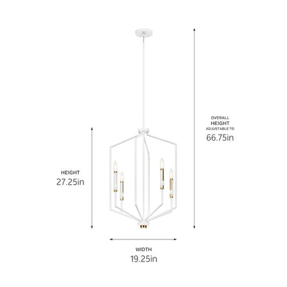 4 Light Large Foyer Pendant, White