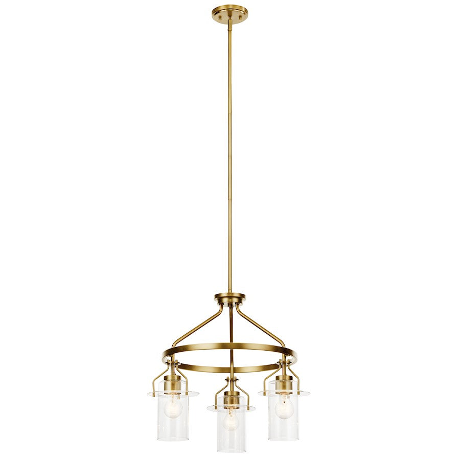 Kichler Everett 3 Light Chandelier, Brushed Brass/Clear - 52377NBR