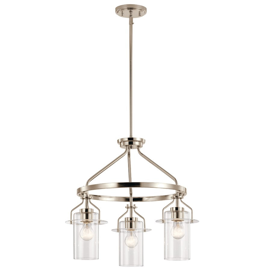 Kichler Everett 3 Light Chandelier, Polished Nickel - 52377PN