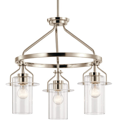 3 Light Chandelier, Polished Nickel