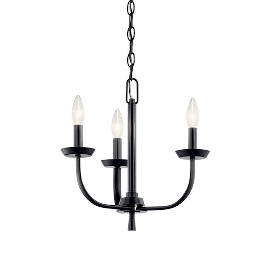 3 Light Mini Chandelier, Black