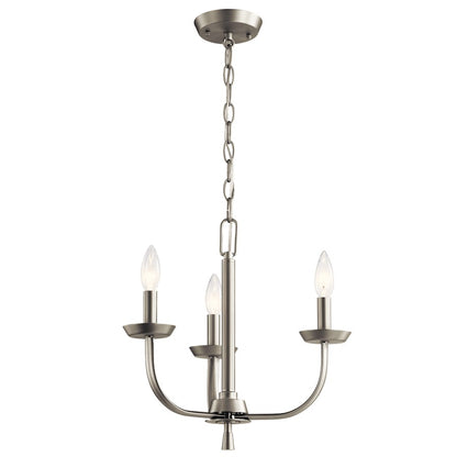 Kichler Kennewick 3 Light Mini Chandelier, Brushed Nickel - 52383NI