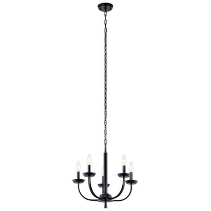 Kichler Kennewick 5 Light Chandelier, Black - 52385BK