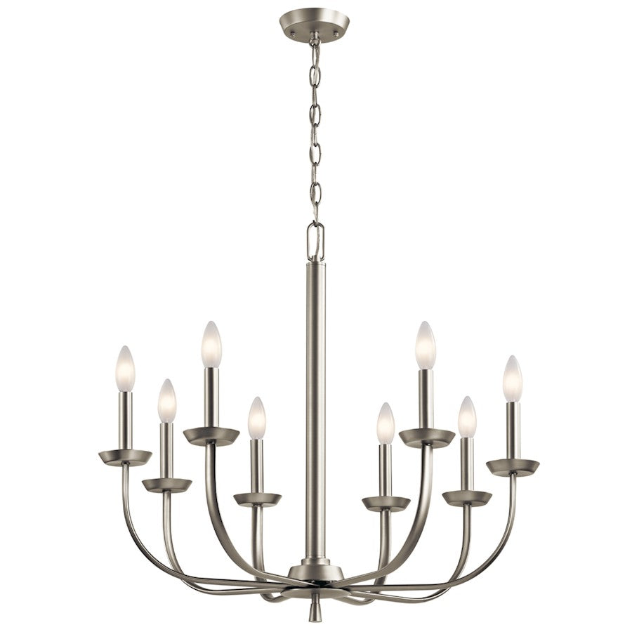 Kichler Kennewick 8 Light Chandelier, Brushed Nickel - 52388NI