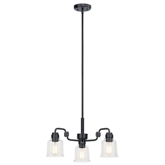 Kichler Aivian 3 Light Chandelier, Black/Clear - 52397BK