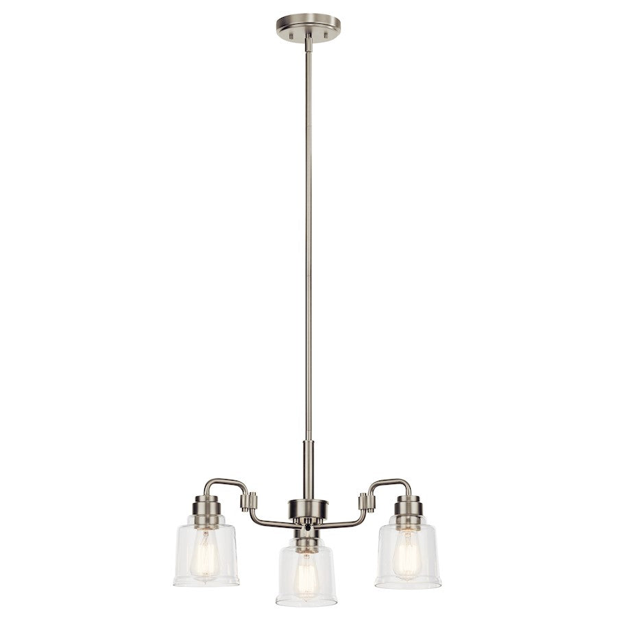 Kichler Aivian 3 Light Chandelier, Nickel Textured/Clear - 52397NI