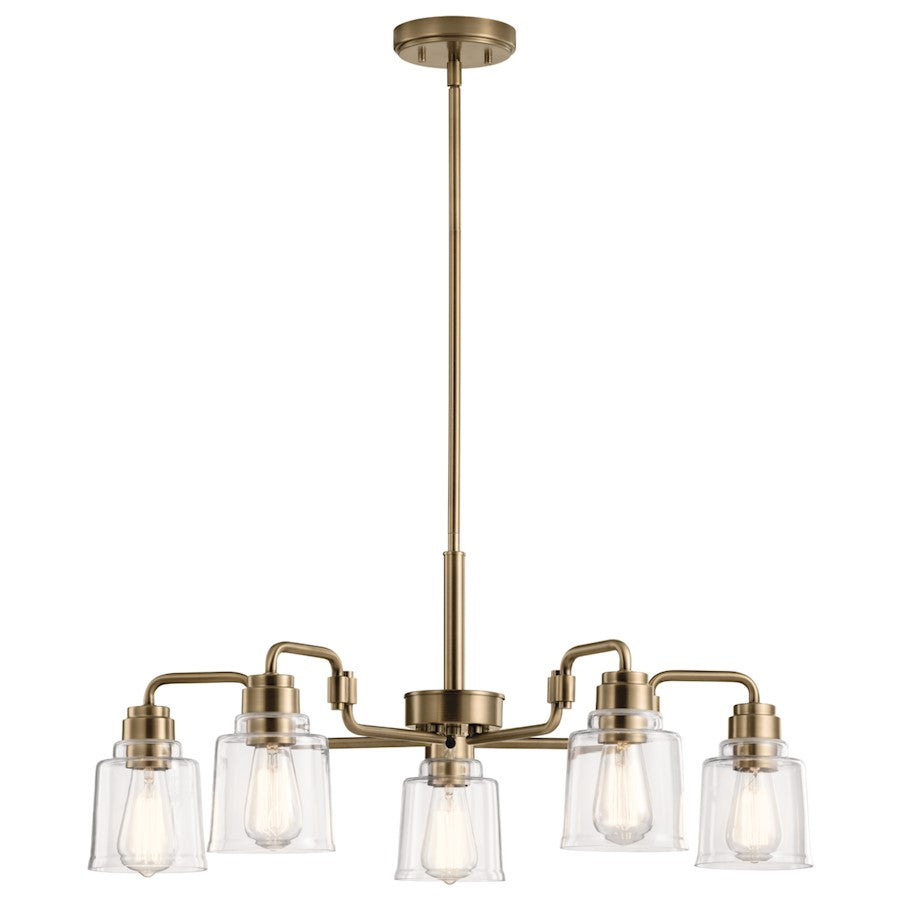 Kichler Aivian 5 Light Chandelier, Weathered Brass - 52398WBR