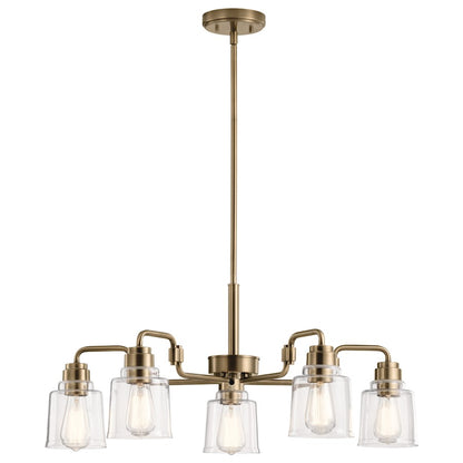 Kichler Aivian 5 Light Chandelier, Weathered Brass - 52398WBR