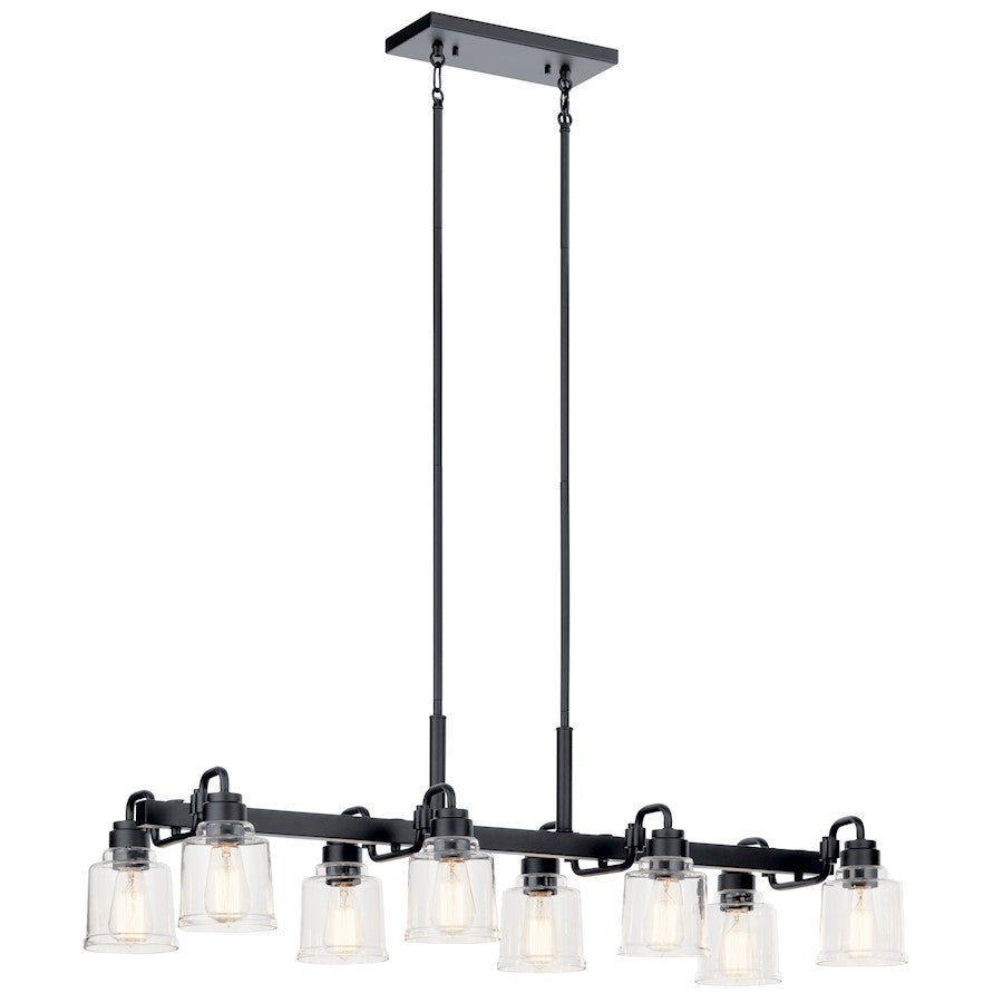 Kichler Aivian 8 Light Linear Chandelier, Black/Clear - 52400BK