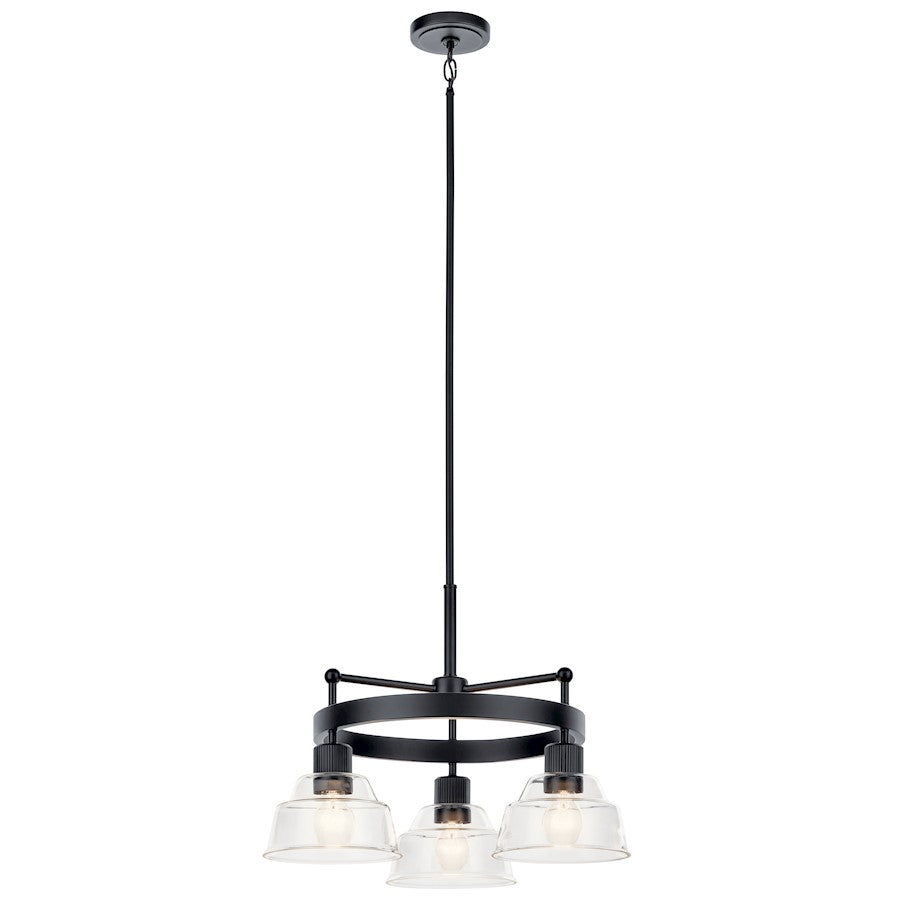 Kichler Eastmont 3 Light Chandelier, Black/Clear - 52402BK