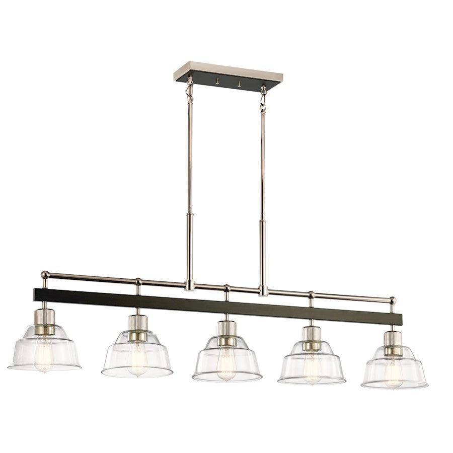 Kichler Eastmont Linear 5 Light Chandelier, Polished Nickel - 52404PN