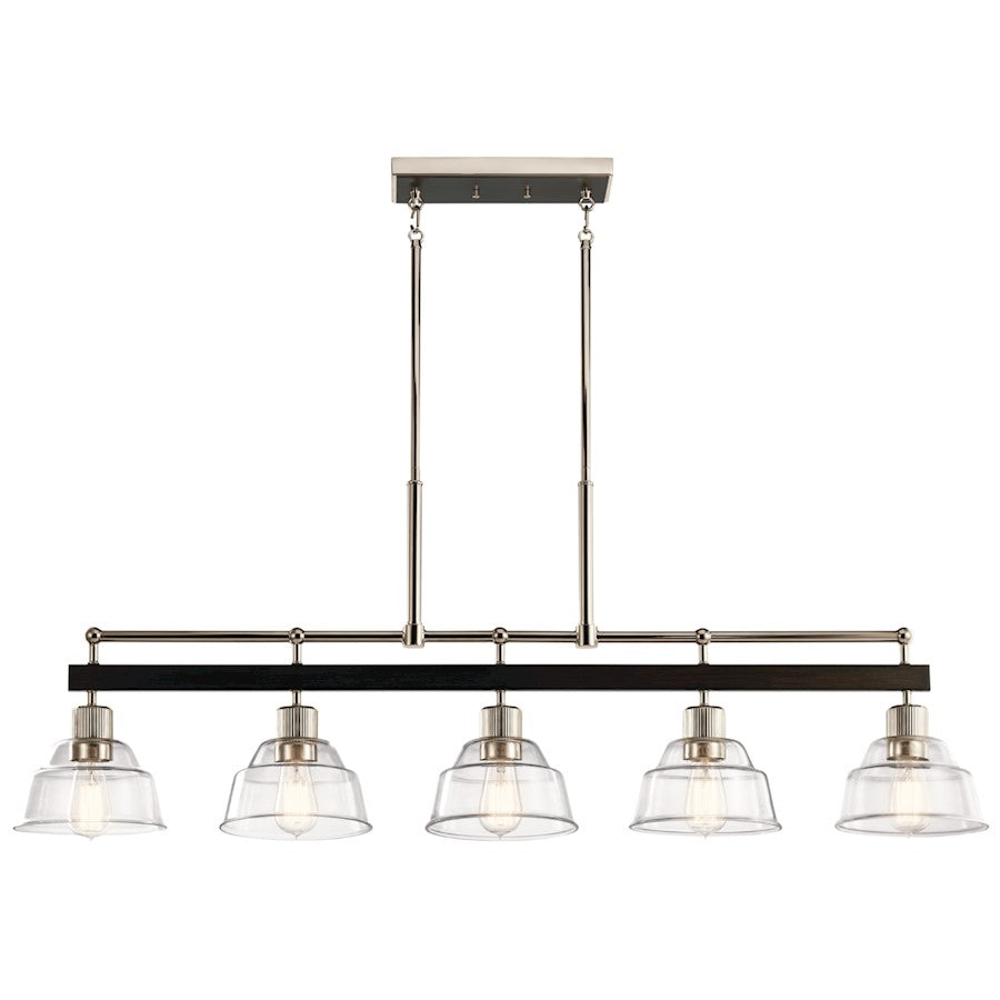 5 Light Chandelier, Polished Nickel