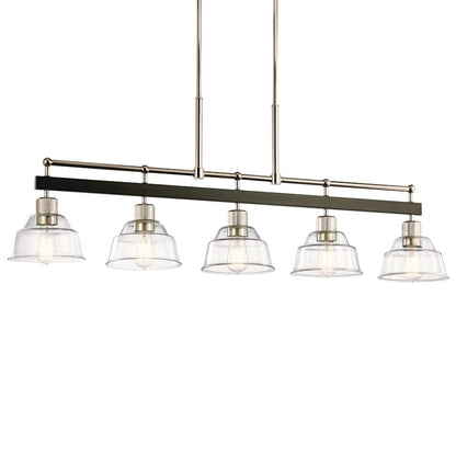 5 Light Chandelier, Polished Nickel