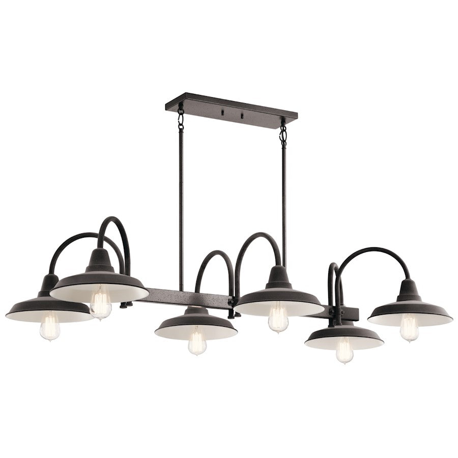 Kichler Marrus Linear 6 Light Chandelier, Weathered Zinc - 52408WZC