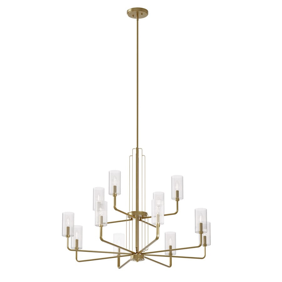 Kichler Kimrose 12 Light Chandelier, Brushed Natural Brass - 52412BNB