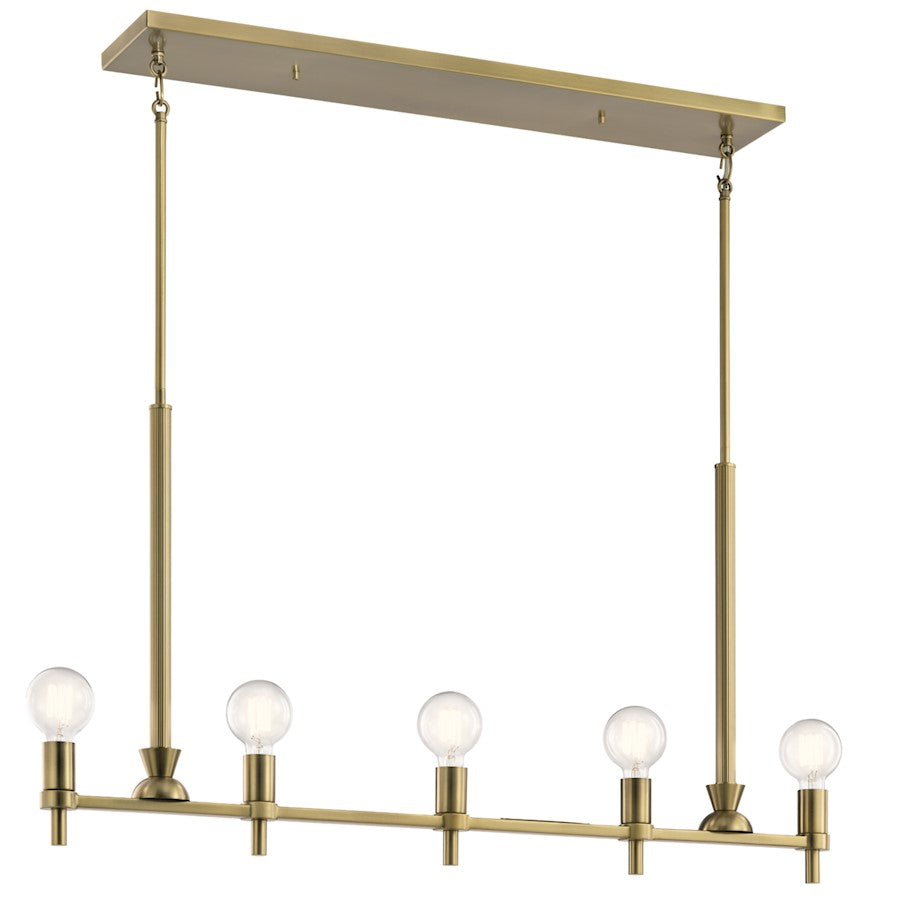 Kichler Torvee Linear 5 Light Chandelier, Brushed Natural Brass - 52425BNB