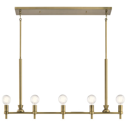 5 Light Chandelier, Brushed Natural Brass