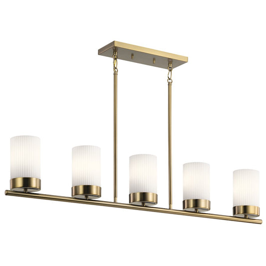 Kichler Ciona Linear 5 Light Chandelier, Brushed Natural Brass - 52430BNB