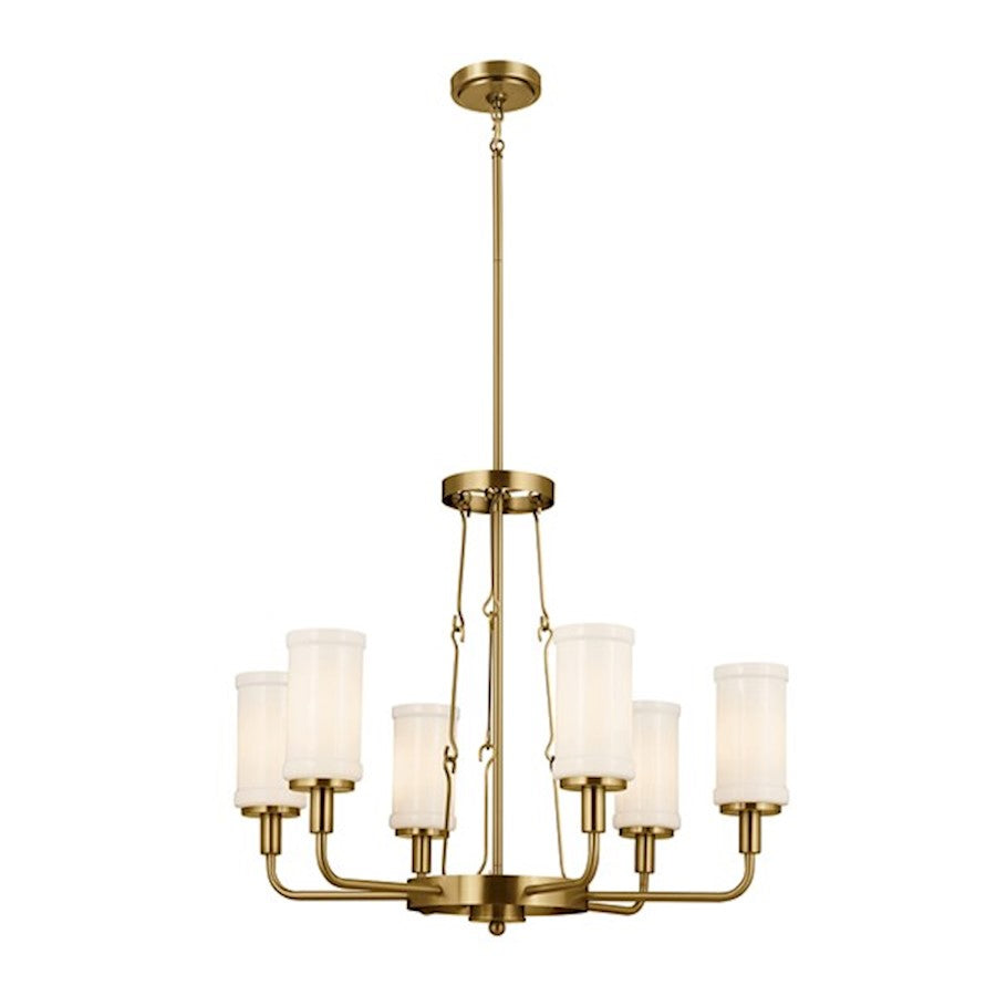 Kichler Vetivene 6 Light Chandelier, Natural Brass/Opal - 52451NBR