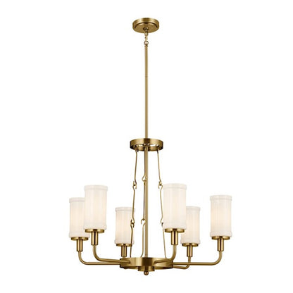 Kichler Vetivene 6 Light Chandelier, Natural Brass/Opal - 52451NBR