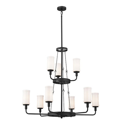 Kichler Vetivene 9 Light Chandelier, Textured Black/Opal - 52452BKT