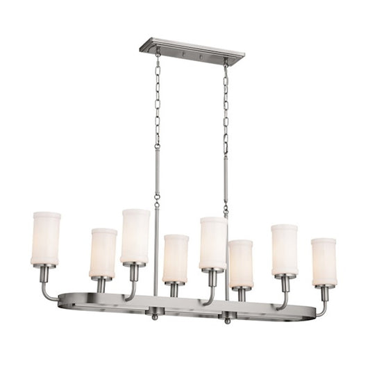 Kichler Vetivene Linear 8 Light Chandelier, Classic Pewter/Opal - 52453CLP