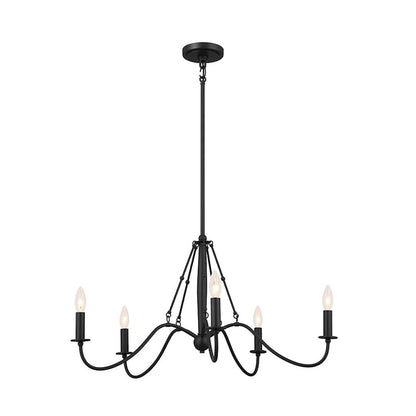 Kichler Freesia 5 Light Chandelier, Textured Black - 52455BKT