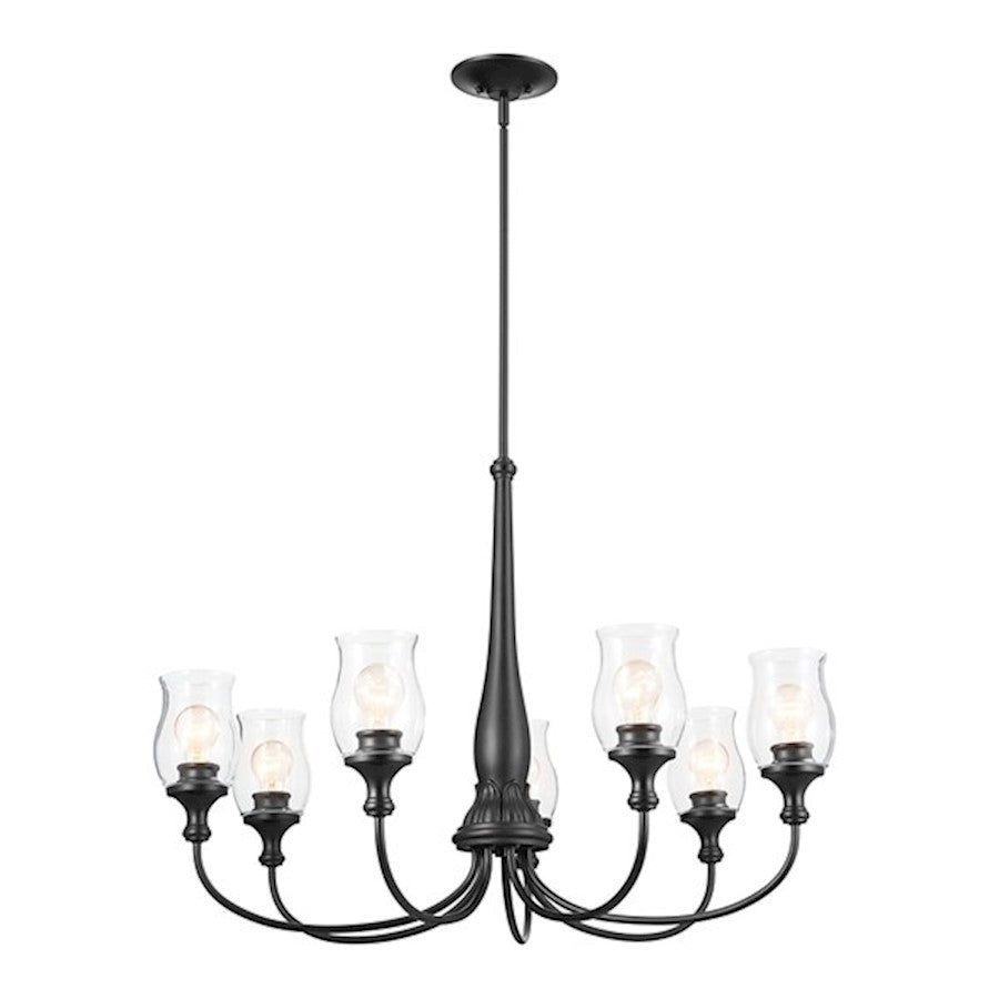 Kichler Melis 7 Light Chandelier, Black/Transparent - 52469BK