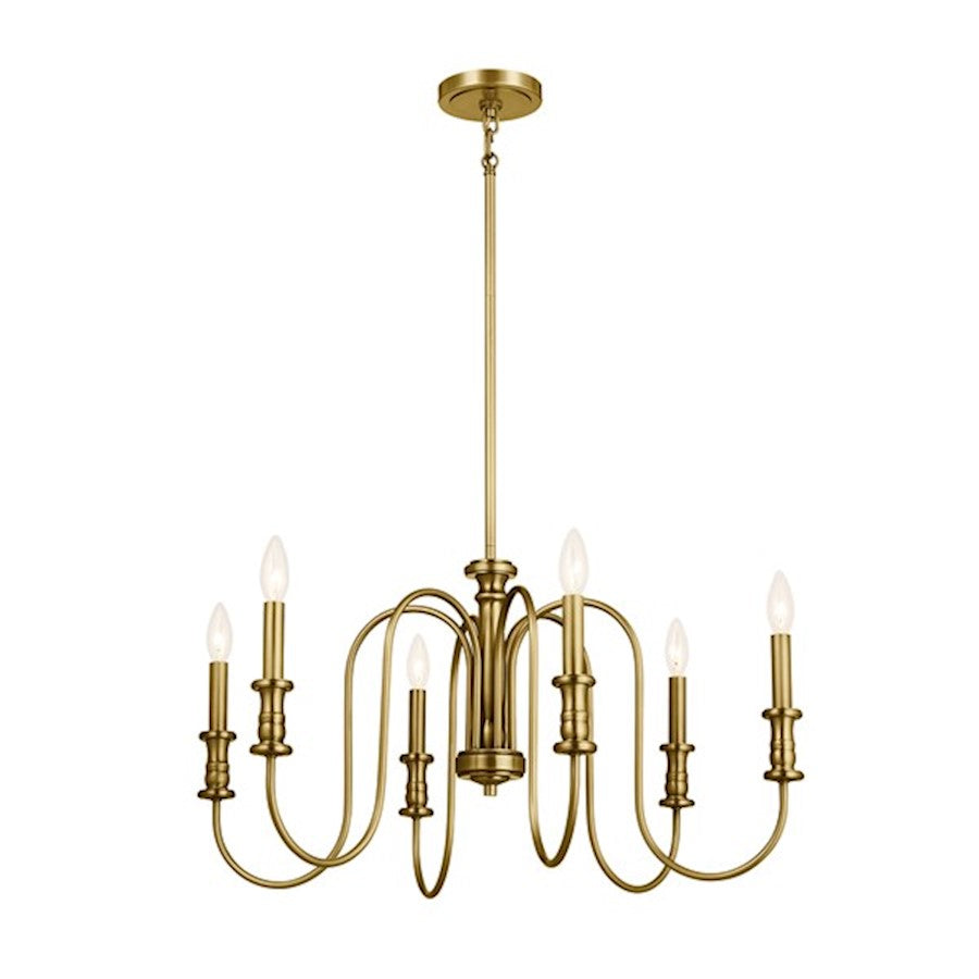 Kichler Karthe 6 Light 16" Chandelier, Natural Brass - 52470NBR