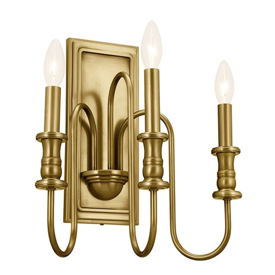 Kichler Karthe 3 Light Wall Sconce, Natural Brass - 52473NBR