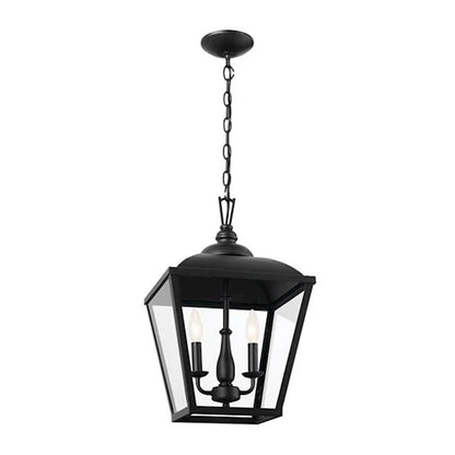 Kichler Dame 2 Light Pendant, Textured Black/Transparent - 52474BKT