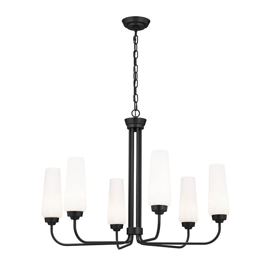 Kichler Truby 6 Light Chandelier, Black/Opal - 52480BK