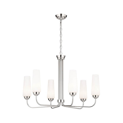 Kichler Truby 6 Light Chandelier, Polished Nickel/Opal - 52480PN