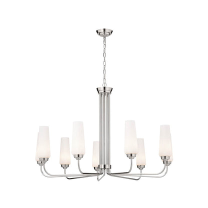 Kichler Truby 9 Light 26" Chandelier, Polished Nickel/Opal - 52481PN