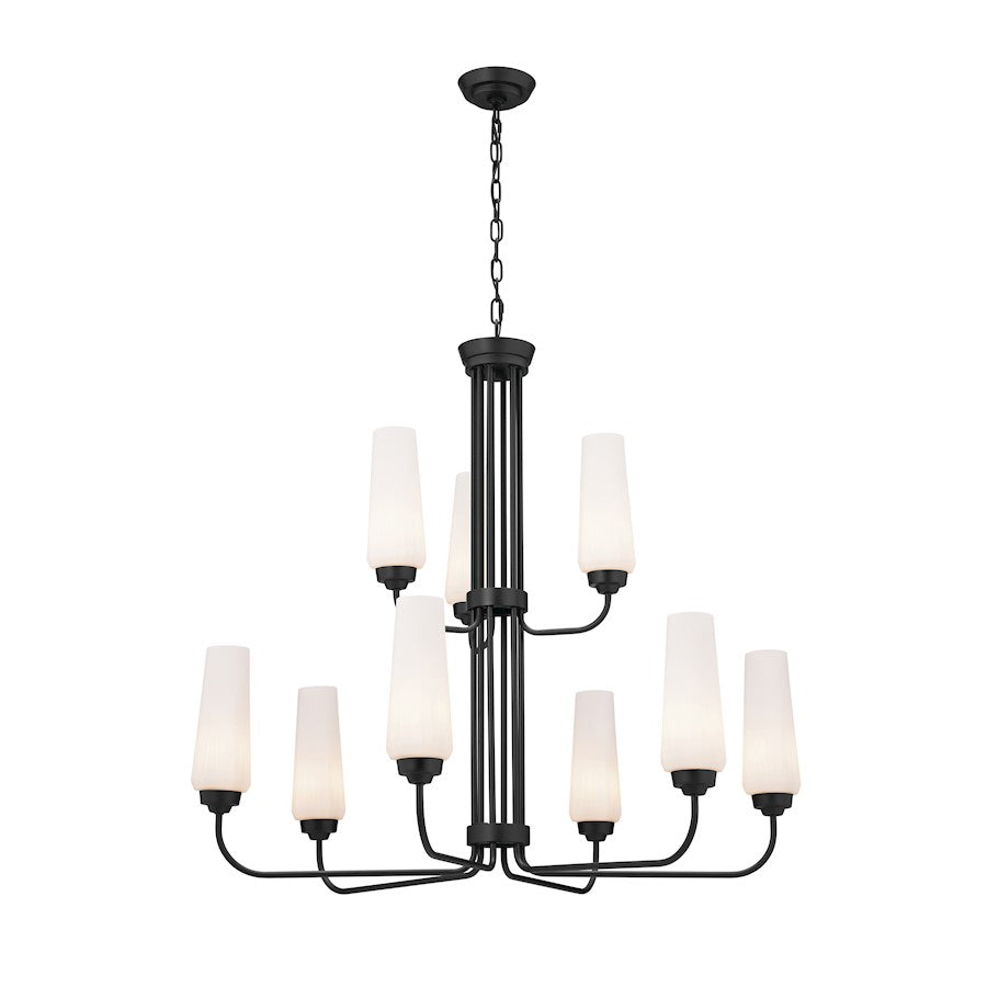 Kichler Truby 9 Light 33" Chandelier, Black/Opal - 52482BK