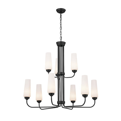 Kichler Truby 9 Light 33" Chandelier, Black/Opal - 52482BK