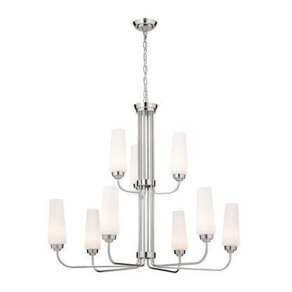 Kichler Truby 9 Light 33" Chandelier, Polished Nickel/Opal - 52482PN