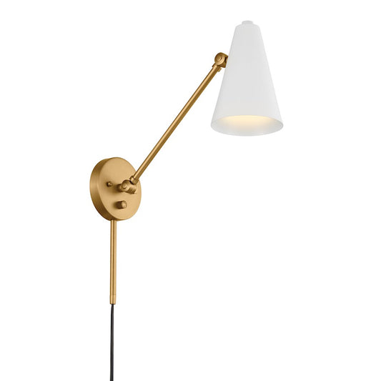 Kichler Sylvia 1 Light 20" Wall Sconce, Natural Brass/White - 52485NBRW