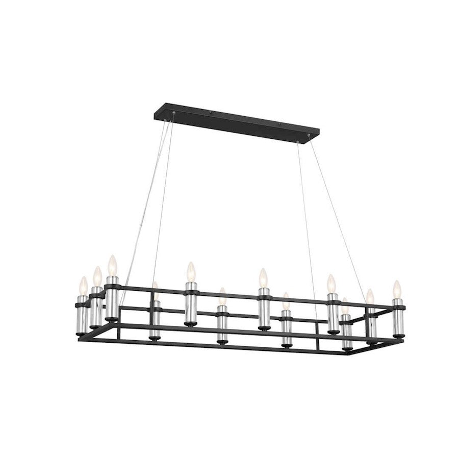 Kichler Rosalind 12 Light Linear Chandelier, Black - 52492BK