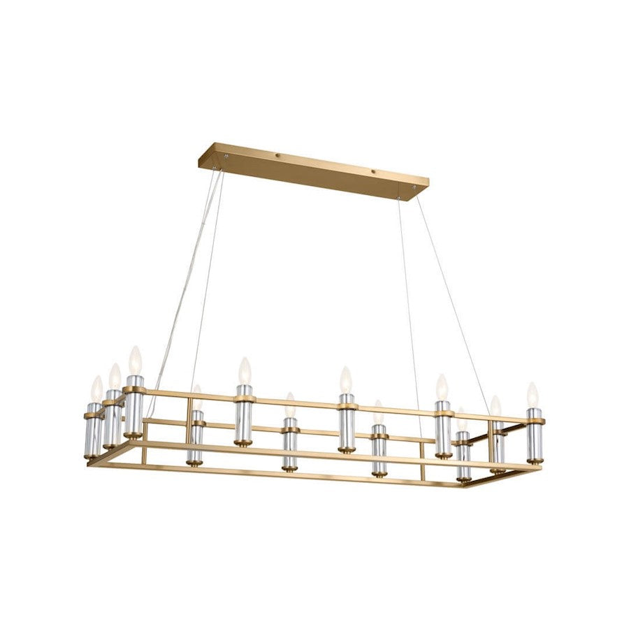 Kichler Rosalind 12 Light Linear Chandelier, Brushed Natural Brass - 52492BNB