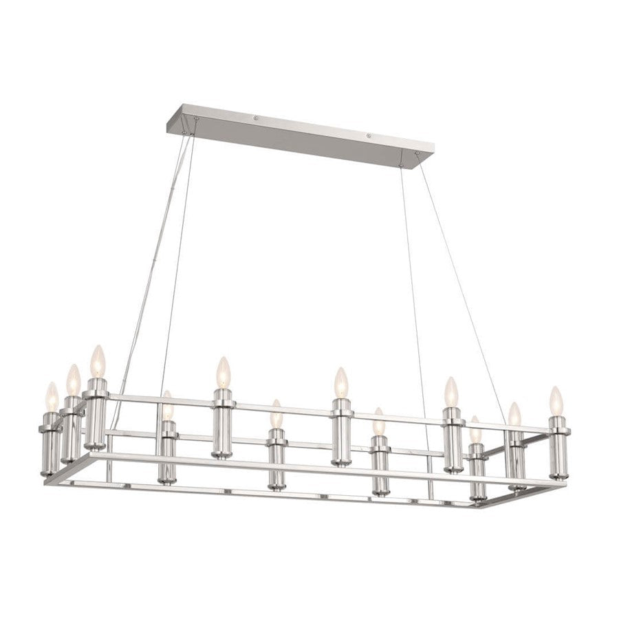 Kichler Rosalind 12 Light Linear Chandelier, Polished Nickel - 52492PN