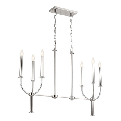 Kichler Florence 6 Light Linear Chandelier, Polished Nickel - 52495PN