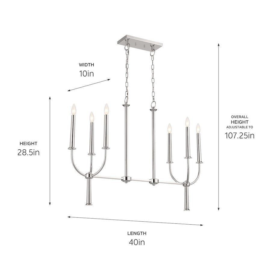 6 Light Linear Chandelier