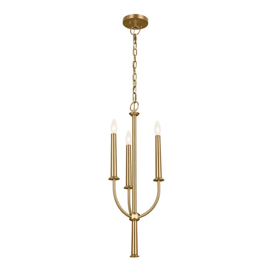 Kichler Florence 3 Light Mini Chandelier, Brushed Natural Brass - 52496BNB