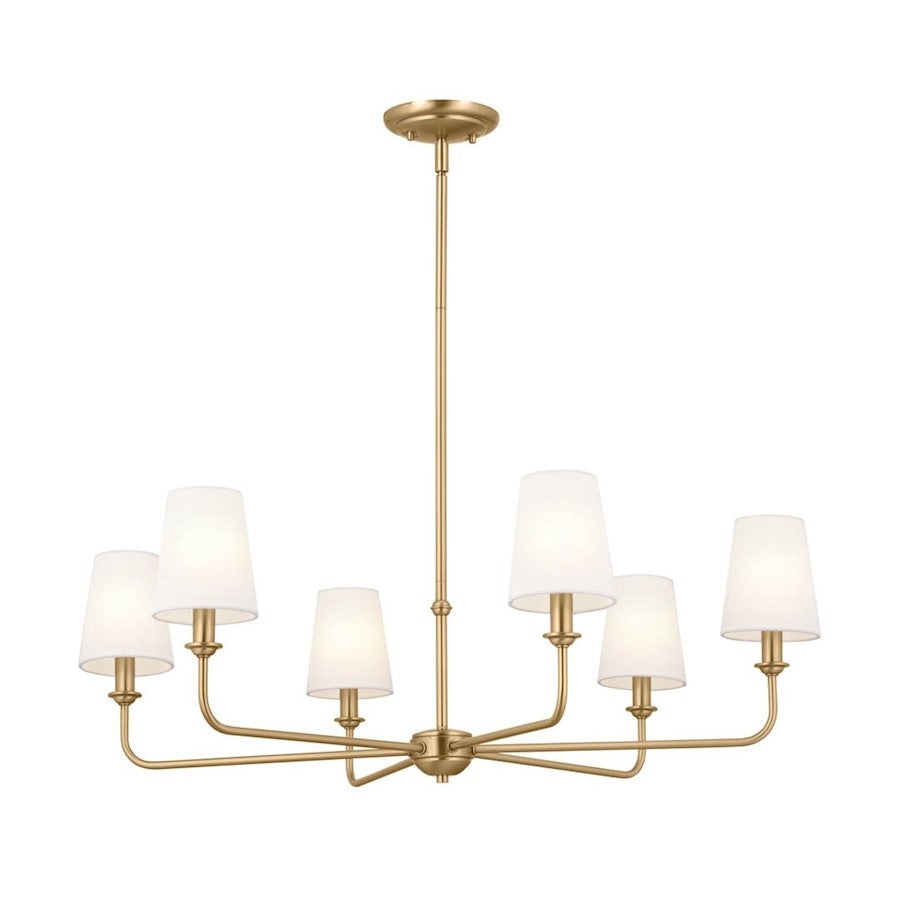 Kichler Pallas 6 Light Chandelier, Brushed Natural Brass - 52516BNB