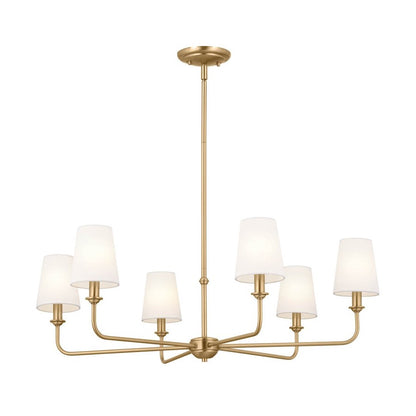 Kichler Pallas 6 Light Chandelier, Brushed Natural Brass - 52516BNB