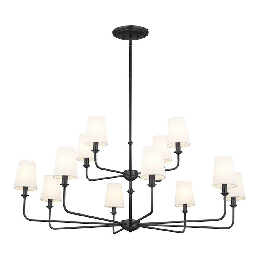 Kichler Pallas 12 Light Chandelier 2 Tier, Black - 52518BK