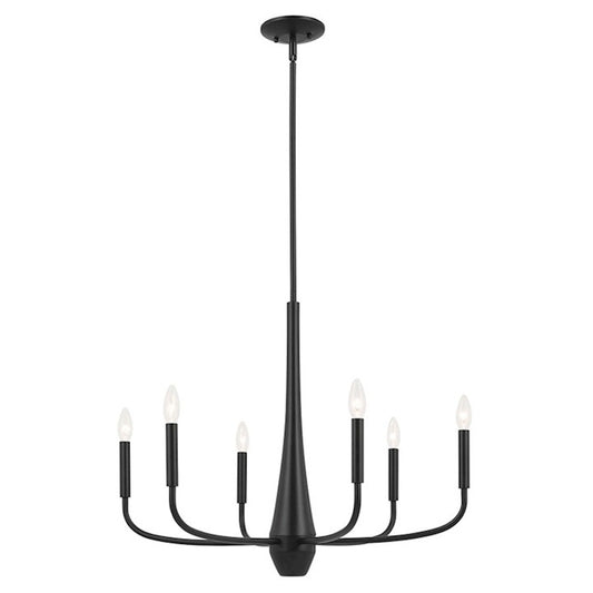 Kichler Deela 28" 6 Light Chandelier, Black - 52525BK